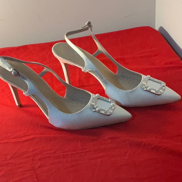 Kate Spade New York Buckle Up Satin Slingback Pumps - Size 10 - Picture 2 of 9